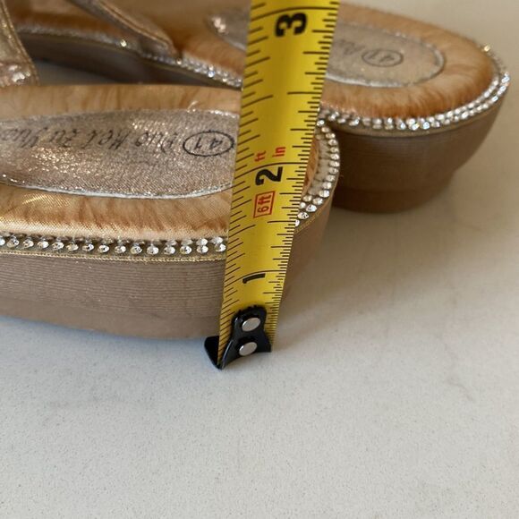 NEW! Gorgeous Duo Mei Zy Yuan Rhinestone Gold Sandals Size 41 - Picture 7 of 9